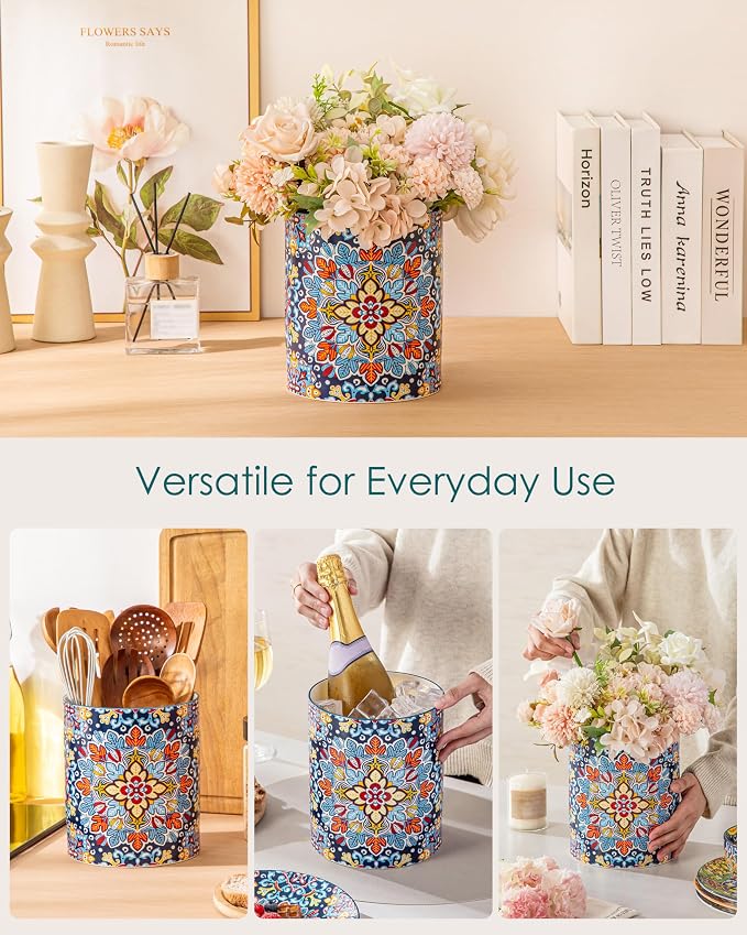 vancasso SIMI Utensil Holder, 7.3"+5.5" Porcelain Kitchen Utensil Holder - Image 5