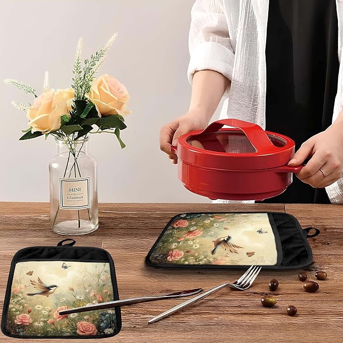 Rustic Floral Bird Pot Holders - Image 5