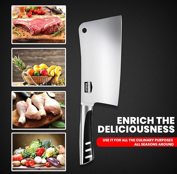Utopia Kitchen 7 inch Cleaver Knife Stainless Steel Chef Butcher Knives - Image 3