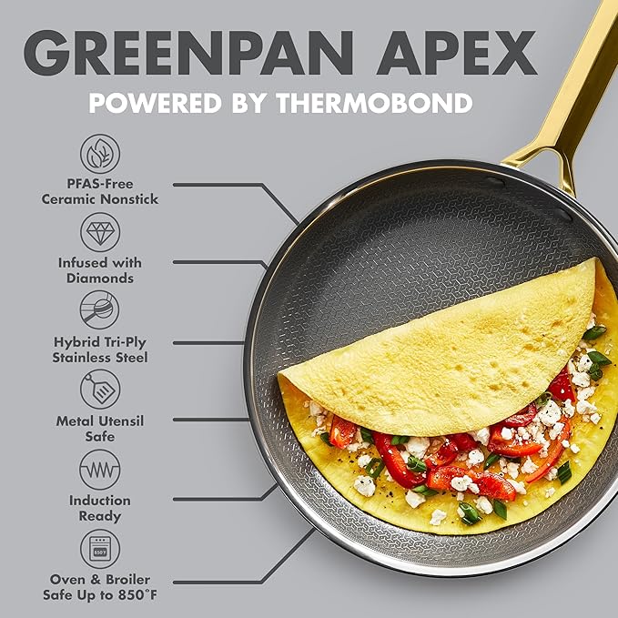 GreenPan Hybrid 8” Nonstick Stainless Steel Frying Pan Skillet, APEX Tri-Ply - Image 4