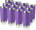 DOMICARE 20oz Stainless Steel Tumbler Bulk with Lid, Double Wall Vacuum Insulated Travel Mug, Powder Coated Coffee Cup, Powder Purple, 12 Pack by VisittheDOMICARE