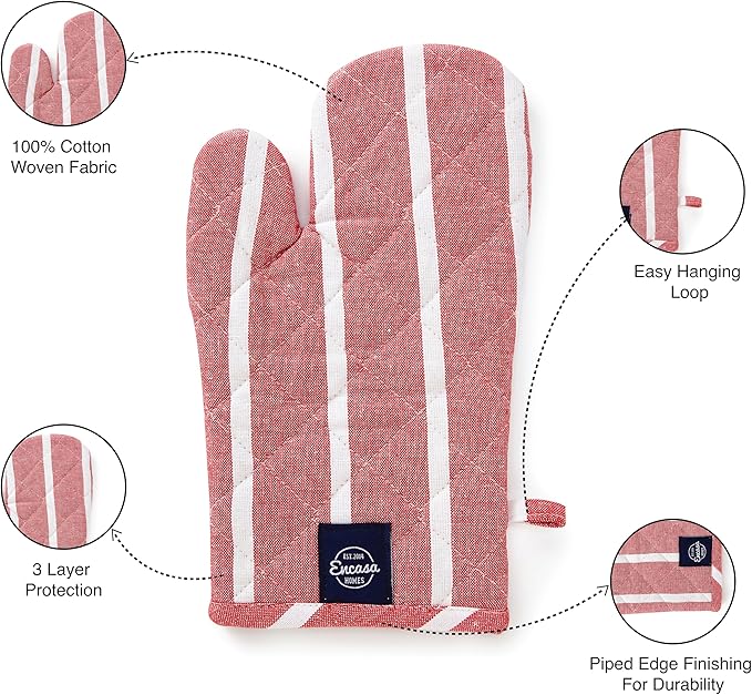 Encasa XO Long 12"x7" Oven Microwave Hand Gloves Mitts - Image 5