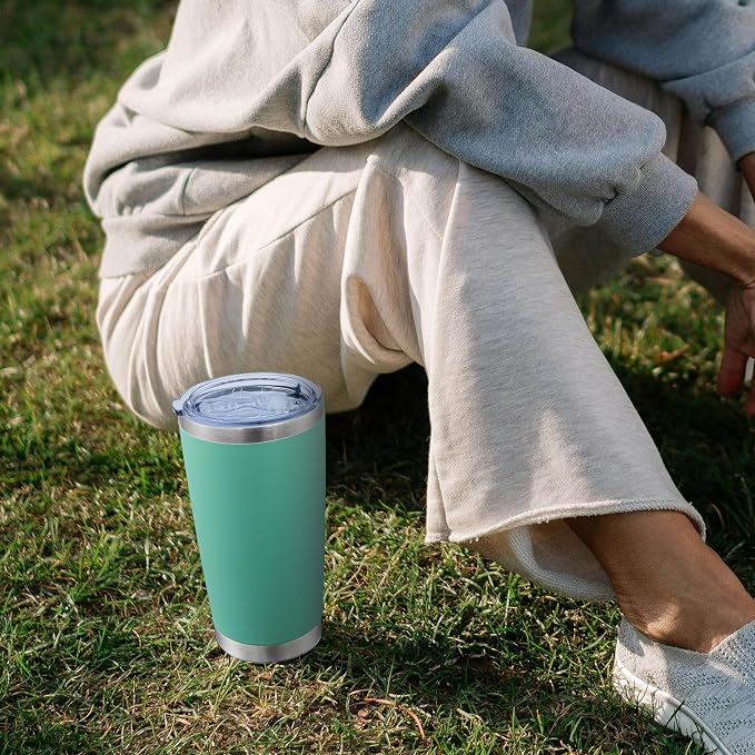 AIANJI 20oz Tumbler Bulk Stainless Steel Tumblers with Lid Vacuum Insulated Double Wall Travel Coffee Mug Powder Coated Tumbler Cup for Hot and Cold Drinks(Light Blue, 12 pack) - Image 2