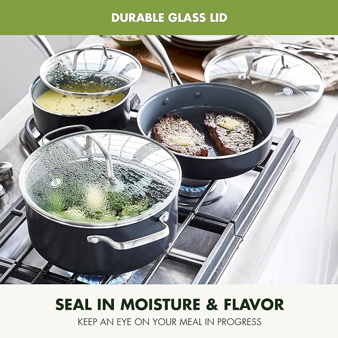 GreenPan 17 Piece Nonstick Swift Cookware Set, Ceramic PFAS-Free Pots & Pans - Image 5