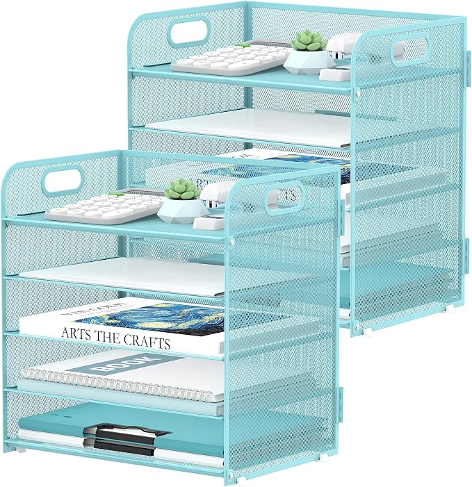 2 Pack 5-Tier Blue Desk Organizer by SUPEASY