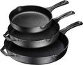 Bruntmor 8, 10 and 12 Inch Pre-Seasoned Frying Pan Set of 3, Oven Safe Skillet by Bruntmor