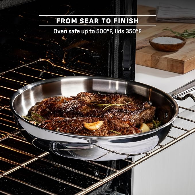 T-fal Pro Tri-Ply Stainless Steel Cookware Set, 10 Piece-Induction Compatible - Image 8