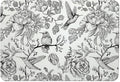 Black and White Floral Hummingbird Dish Drying Mat, Vintage Botanical Coffee by Unknown