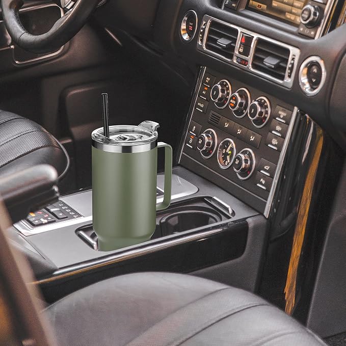 HASLE OUTFITTERS 40 oz Stainless Steel Tumbler with Handle, Vacuum Insulated Tumblers Bulk, Reusable Double Wall Travel Coffee Mug, Durable Powder Coated Water Bottles(Army Green, 8) - Image 6