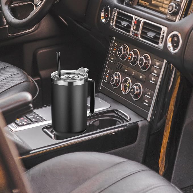 HASLE OUTFITTERS 40 oz Stainless Steel Tumbler with Handle, Vacuum Insulated Tumblers Bulk, Reusable Double Wall Travel Coffee Mug, Durable Powder Coated Water Bottle(Black, 1) - Image 6