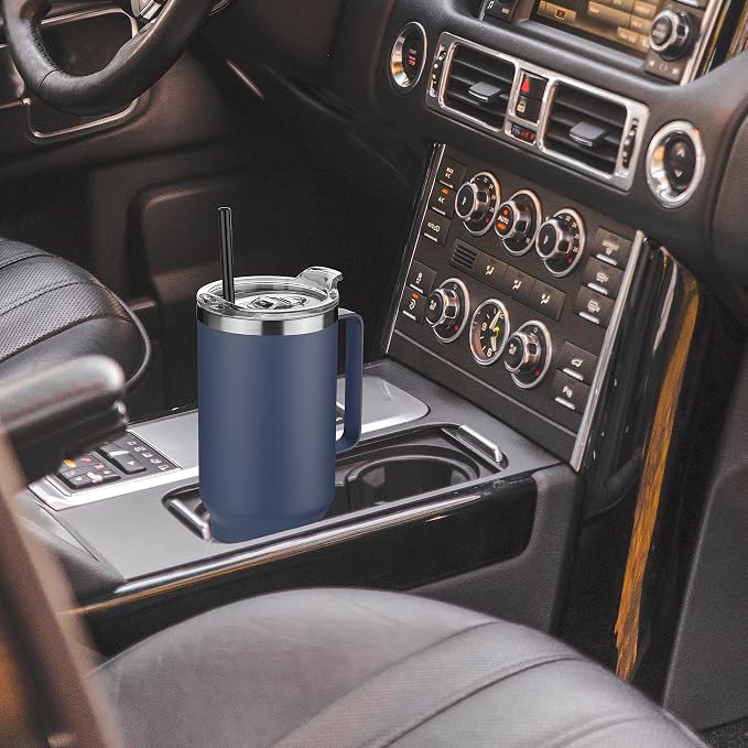 HASLE OUTFITTERS 40 oz Stainless Steel Tumbler with Handle, Vacuum Insulated Tumblers Bulk, Reusable Double Wall Travel Coffee Mug, Durable Powder Coated Water Bottle(Navy, 1) - Image 6